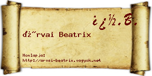 Árvai Beatrix névjegykártya