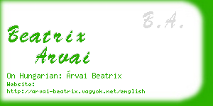 beatrix arvai business card